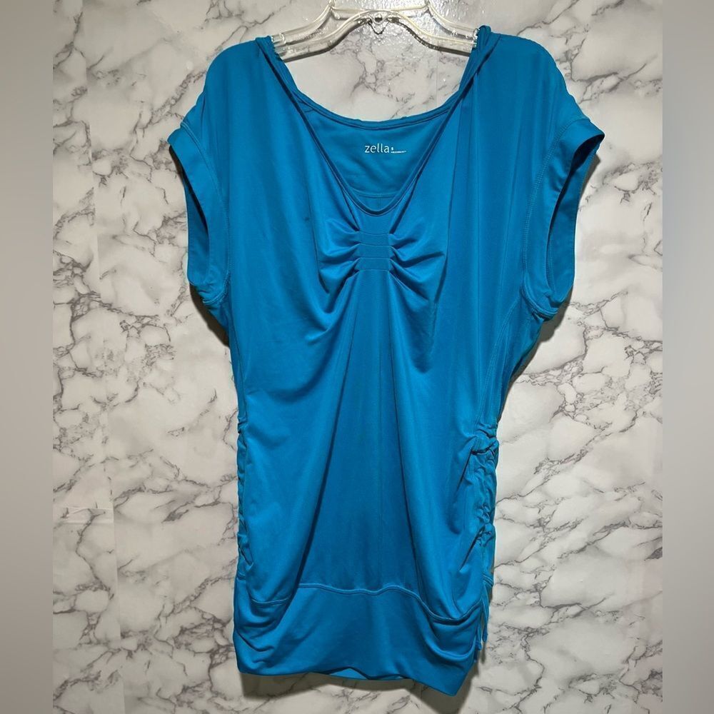 Zella Hoodie Women Sleeveless Active Workout Top Turquoise Size S